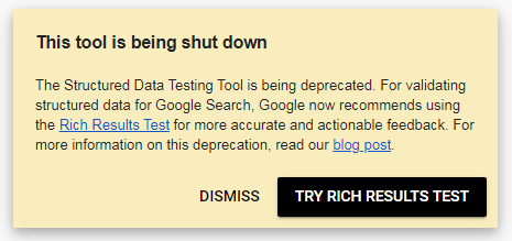 The Structured Data Testing Tool is being deprecated.
